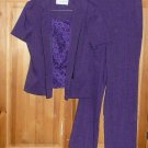 SAG HARBOR Womans Purple 3 Piece Suit Size 8 to 10/Petite