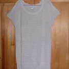 AVENUE Womans Short Sleeve Plus Size 18/20 Long Beige Knit Blouse Top