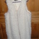 MAURICES Junior Womans XLarge Cream Long Shag Faux Fur Open Vest