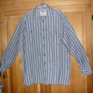 LEVIS CLASSIC JEANSWEAR Mens Size Large Blue Stripe Cotton Button Down Shirt