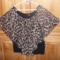 Womans Butterfly Style Tank Top Size 2X Floral And Leopard Print Glitter Lace