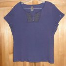 FADED GLORY Womans 2X (18W/20W) Purple Embroidery Spring/Summer Blouse