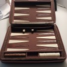 Cloth Vintage Backgammon Game in Brown Case