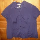 Purple Plus Size Stretch Material v-Neck Button Down Blouse Fred David 22/24