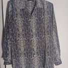 Impressions Womans Size Medium Snake Print Button Shirt with Adjustable Sleeves