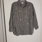 Bonworth Womans Medium Plaid Green Embroidery Leaves Shirt