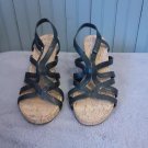 Aerosoles Womans Black 4" Wedge Heel Sandals Shoes