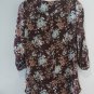 J is for Justify Womans Medium Floral Blouse 3/4 Adjustable Sleeves