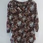 J is for Justify Womans Medium Floral Blouse 3/4 Adjustable Sleeves