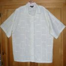 Mens XLarge City Impact Ivory Stitch Design Button Short Sleeve Shirt Mens XLarge City Impact Ivory Stitch Design Button Short Sleeve Shirt