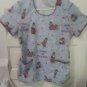 Disney Eeyore Winter Womans Large Scoop Neck Scrub Top