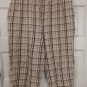 Womans BLAIR Large Capris Short Pants Drawstring Brown and Beige Plaid Pull-On