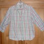 Womans Medium Blouse Plaid V-Neck Button Down Stretch Shirt by Mountain Lake