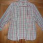 Womans Medium Blouse Plaid V-Neck Button Down Stretch Shirt by Mountain Lake
