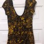 Womans Medium Brown & Yellow Floral Summer Top with Tie Back Neck by Sixteen