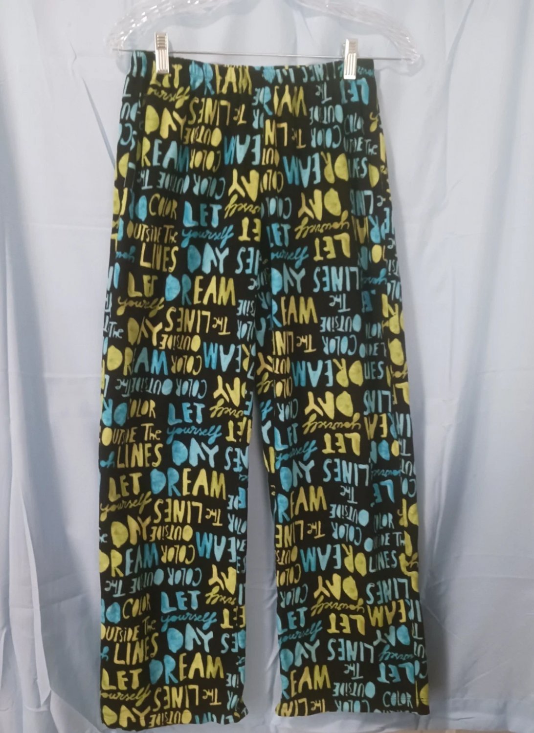 HUE Womans Small Pajama Pants Green & Blue Plush Bottoms