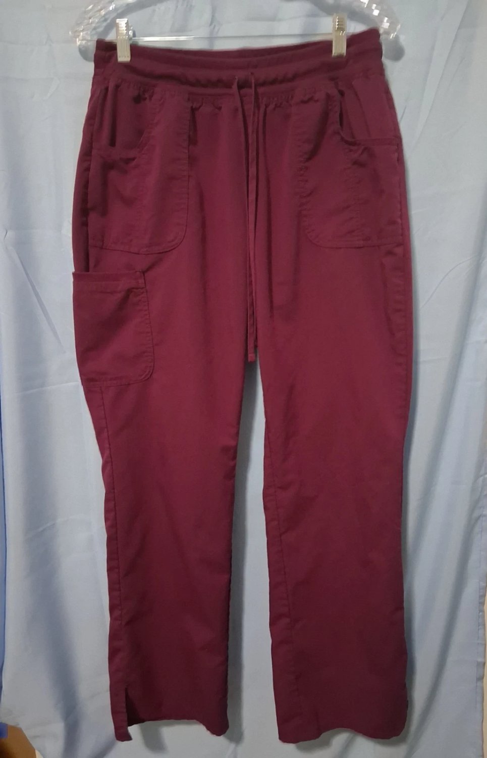ScrubStar Womans Size Medium Burgundy Drawstring Scrub Pants 3 Pockets