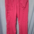 Cherokee Womans Sz Medium Pink Pull-on Elastic Waist Scrub Pants 5 Pocket Cargo