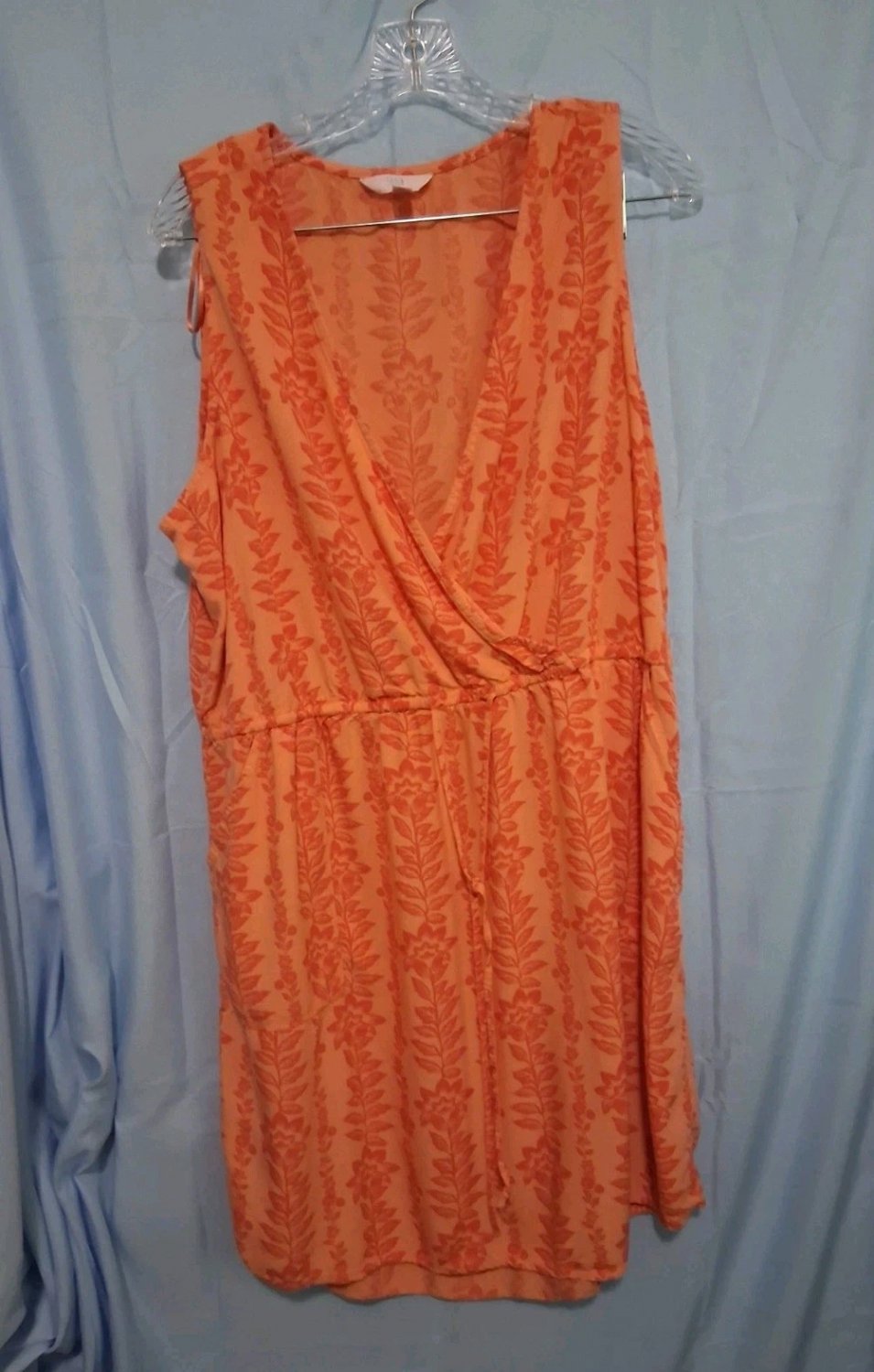 Womans Sz XLarge 16-18 Orange Sleeveless Summer Dress
