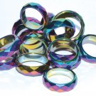50 Faceted Magnetic Rainbow Hematite Rings - Root Chakra