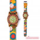 Unique unisex wooden watch | Yellow Canvas Strap
