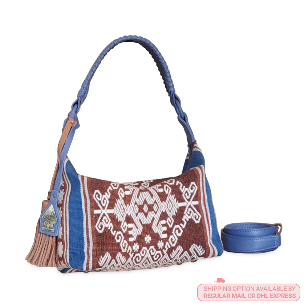 Leather Hobo Bag Indonesian Ethnic NTT Sumba Pahikung Woven