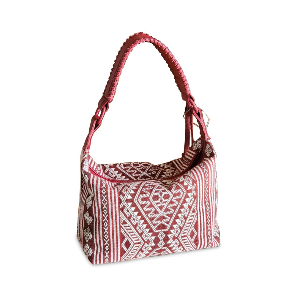 Leather Elektra Hobo Bag Indonesian Ethnic NTT Sumba Pahikung Woven