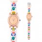 Wooden watch unisex unique | Maple & Mexican Skull Candy Canvas Strap