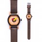 Wooden Watch Hexo Orange & Leather Strap