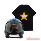 HGU-33 TOP GUN JESTER FLIGHT HELMET MOVIE PROP PILOT NAVAL AVIATOR USN NAVY + T-SHIRT