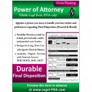 Durable Power of Attorney for Final Disposition - Form & Instructions Legal Kit