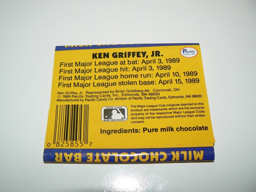 1989 KEN GRIFFEY JR. RC Candy Bar Wrapper Yellow version Pacific Candy Co