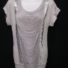 Z-21044 Shana K Gray Fringed Top