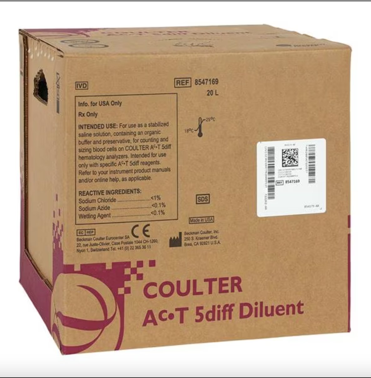 Reagent Diluent Coulter Ac.T 5diff For Coulter Ac.T 5 diff Hematology Analyzer 20 Liter | 8547169