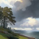 Peder Mörk Monsted (1859-1941) Style "View of the Aarhus Bay from the south