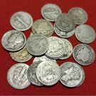 LOT OF (5) Mercury and Barber Silver Dime CULL Coins // 1892-1945 // 90% Silver