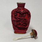 Carved Chinese Asian Snuff Bottle with Cap