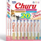 Churu Cat Treats Grain-Free Lickable Squeezable Creamy Purée 20 Tubes, Seafood