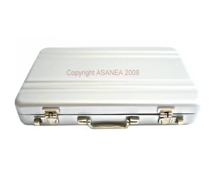 BUSINESS CARD CASE / METAL WALLET - MINI BRIEFCASE DESIGN PERFECT FOR YOUR HALLIBURTON - SILVER