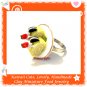 FOOD JEWELRY - HANDCRAFTED MINIATURE ROLL CAKE SLICES ON PLATE PENDANT RING ECMFJ-RG2007