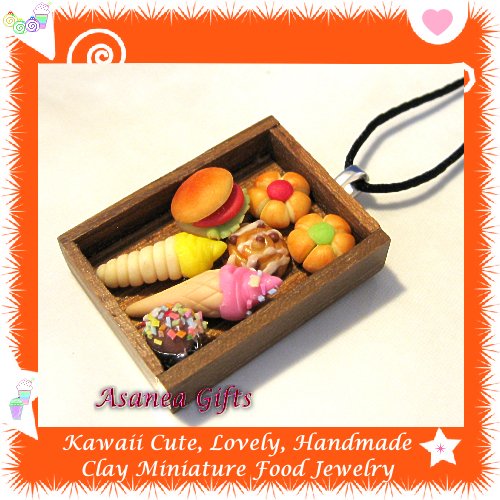 FOOD JEWELRY - HANDCRAFTED MINIATURE FOOD TRAY PENDANT NECKLACE ECMFJ-PE1001
