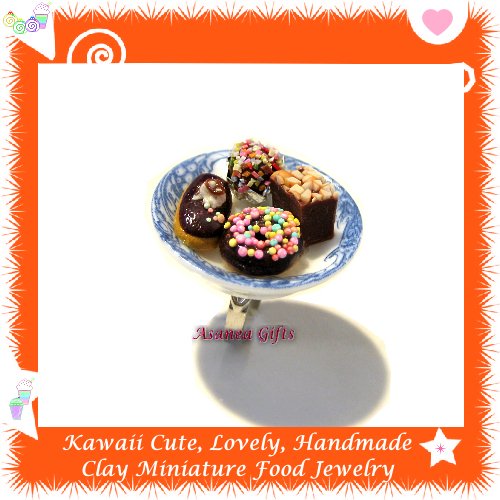 HANDCRAFTED JEWELRY - MINIATURE CHOCOLATE DESSERT PLATE PENDANT RING ECMFJ-RG1022