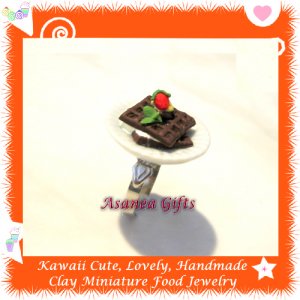 HANDCRAFTED JEWELRY - MINI CHOCOLATE WAFFLE PLATE PENDANT RING ECMFJ-RG1006