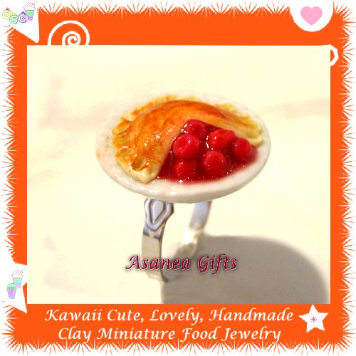 HANDMADE JEWELRY - WHOLE MINIATURE CHERRY PIE PENDANT RING ECMFJ-RG1004