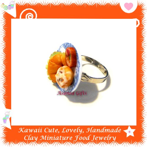 HANDCRAFTED JEWELRY - MINI CROISSANT LUNCH PLATE PENDANT RING ECMFJ-RG1025