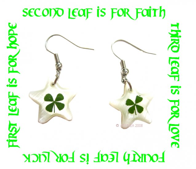 BEAUTIFUL FOUR LEAF CLOVER SHELL EARRINGS ECFLC-SH4001