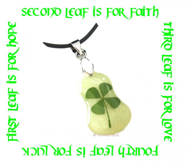 GLOW IN THE DARK BELL SHAPED FOUR LEAF CLOVER NECKLACE ECFLC-NP2003