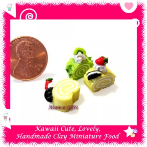 LOG CAKE SLICES - HANDMADE POLYMER CLAY FOOD FOR DOLLS HOUSE OR MINIATURISTS ECDMF-CC4007