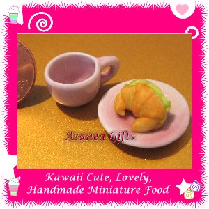 CROISSANT SANDWICH SET - HANDMADE POLYMER CLAY FOOD FOR DOLLS HOUSE OR MINIATURISTS ECDMF-BK1002