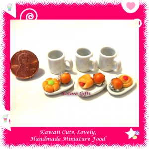 TEA TIME SET - HANDMADE POLYMER CLAY FOOD FOR DOLLS HOUSE OR MINIATURISTS ECDMF-BK4005